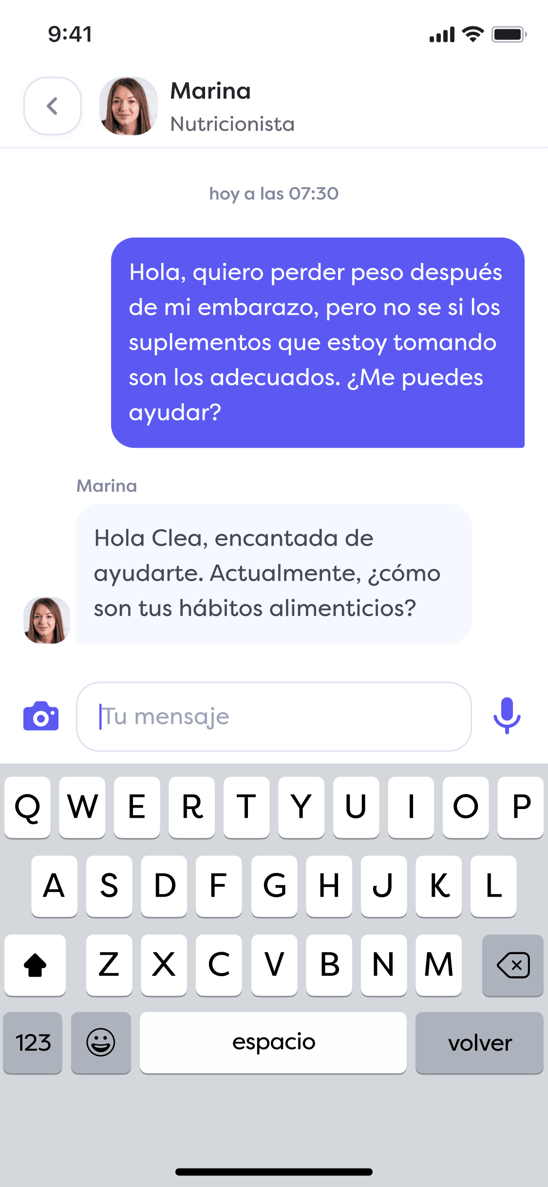 Chatea con un nutricionista a través de la aplicación Alan