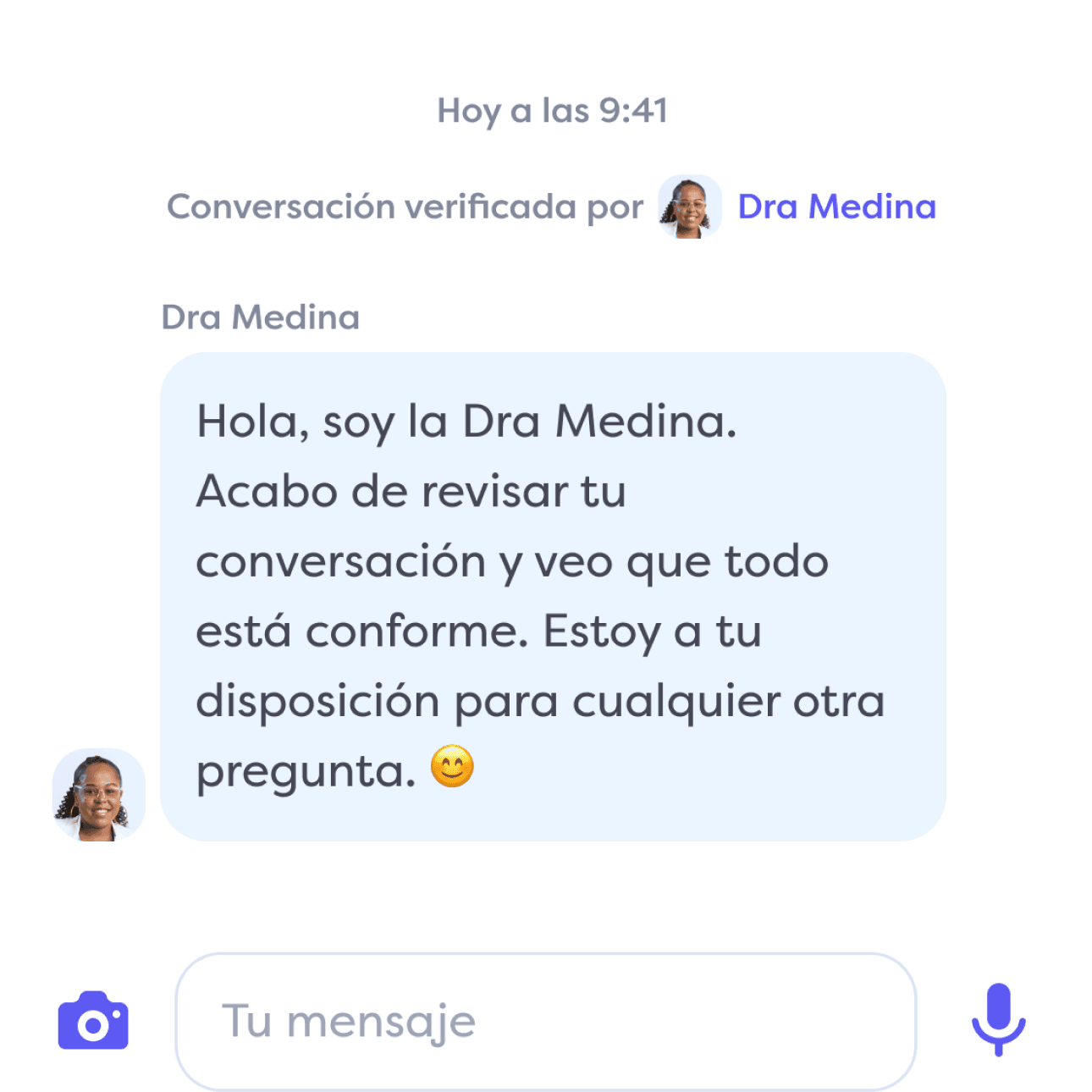 Ampliar la respuesta de un médico en la aplicación de chat Alan